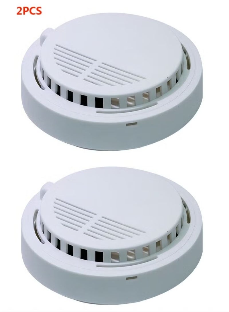2 Pcs Fire Alarm Smoke Detector Wireless Smoke Detector Sensor System Fire Smoke Alarm White - Image 1