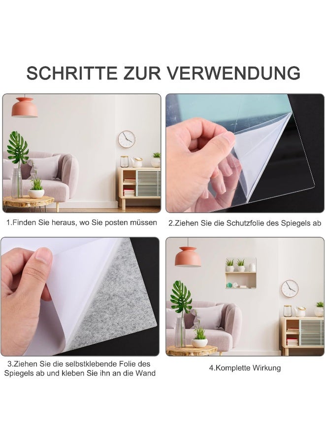 TPGP عبوة من 4 بلاطات مرآة ذاتية اللصق، 20 × 20 سم - Image 3