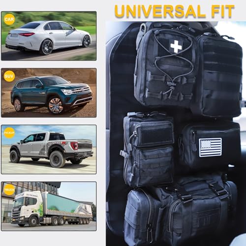 Jimikay Universal Tactical Seat Back Organizer Vehicle Molle Panel Organizer Storage Bag with 5 Detachable Molle Pouch for All Vehicel Such as JeepTruckSUV Car FordChevy etc UpgradedBBlack - Image 5