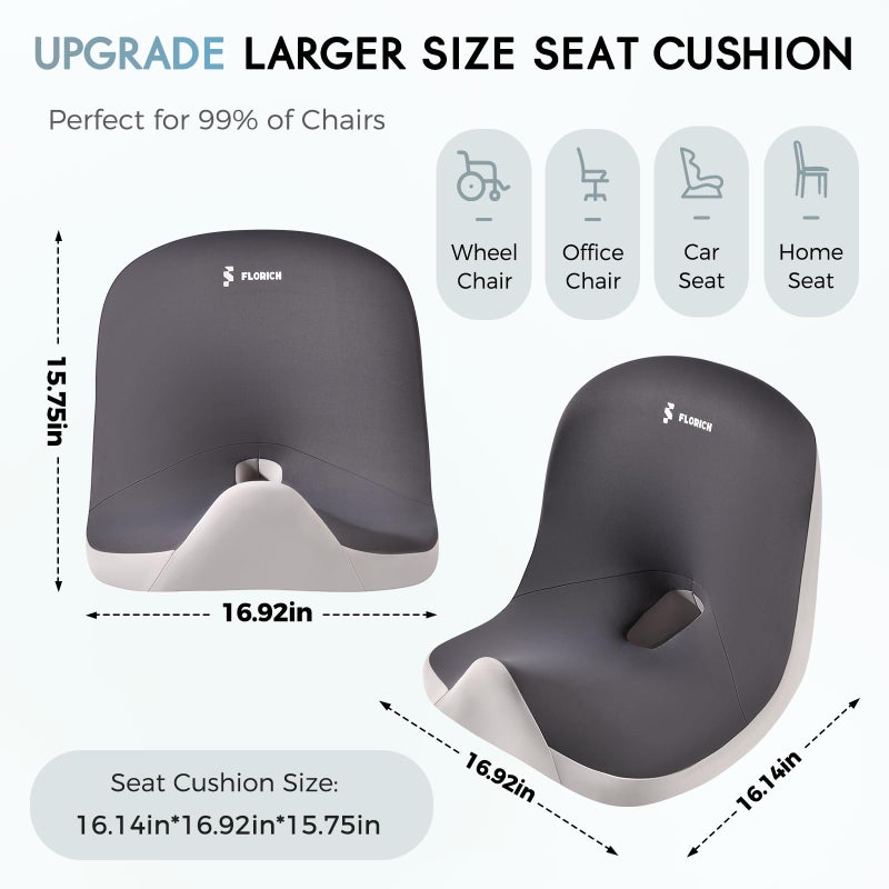 FLORICH Car Seat Cushion and Lumbar Support Pillow, Larger Memory Foam Seat Cushion, Ergonomic L-Shaped Design Cushion for Back Pain Relief, Non-Slip Driving Cushion for Car, Office, Truck, Wheelchair-Black - Image 4