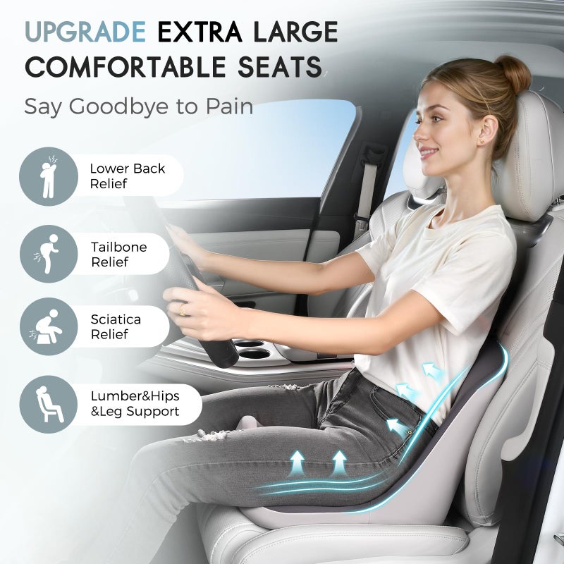 FLORICH Car Seat Cushion and Lumbar Support Pillow, Larger Memory Foam Seat Cushion, Ergonomic L-Shaped Design Cushion for Back Pain Relief, Non-Slip Driving Cushion for Car, Office, Truck, Wheelchair-Black - Image 2