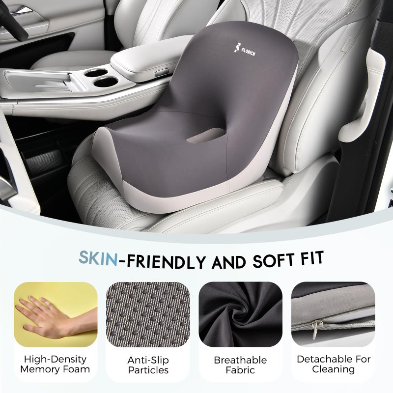FLORICH Car Seat Cushion and Lumbar Support Pillow, Larger Memory Foam Seat Cushion, Ergonomic L-Shaped Design Cushion for Back Pain Relief, Non-Slip Driving Cushion for Car, Office, Truck, Wheelchair-Black - Image 5
