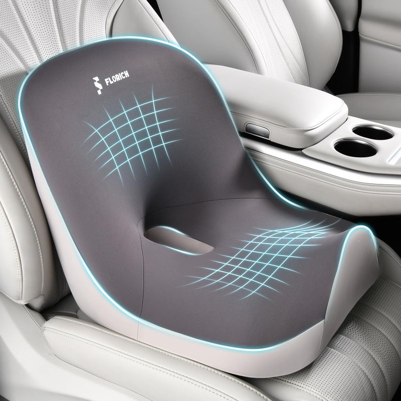 FLORICH Car Seat Cushion and Lumbar Support Pillow, Larger Memory Foam Seat Cushion, Ergonomic L-Shaped Design Cushion for Back Pain Relief, Non-Slip Driving Cushion for Car, Office, Truck, Wheelchair-Black - Image 1