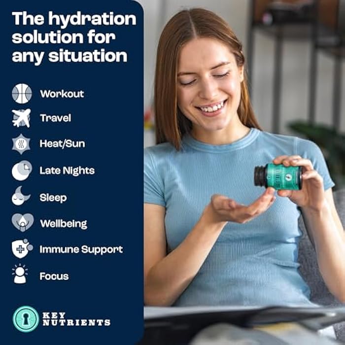 KEY NUTRIENTS Electrolyte Tablets, 200 Capsules, Salt for Dehydration, Fasting Electrolytes- Salt Pills with Electrolytes, No Sugar, Gluten Free Hydration Tablets Made in USA - Image 4