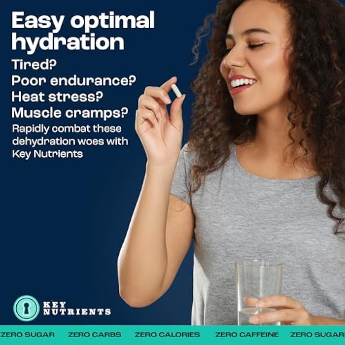 KEY NUTRIENTS Electrolyte Tablets, 200 Capsules, Salt for Dehydration, Fasting Electrolytes- Salt Pills with Electrolytes, No Sugar, Gluten Free Hydration Tablets Made in USA - Image 2