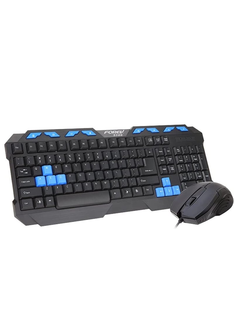 Forev FV-3300 S Wired Mouse and Keyboard Kit, Desktop Laptop Mouse 3D key design which can be operated normally  - Image 1