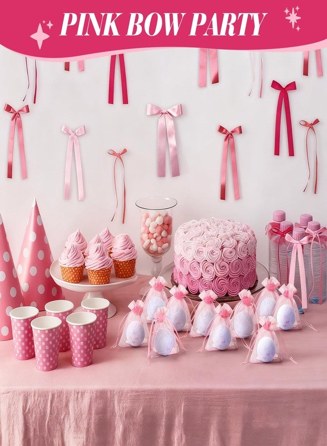 Vertintong 24 Pcs Pink Bow Stress Balls 1.57 Inch Coquette Sensory Relief Squeeze Balls with Organza Bags Hand Exercise Foam Anxiety Fidget Tools for Party Favors Prizes Coworker Gifts - Image 3