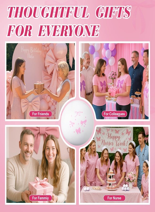 Vertintong 24 Pcs Pink Bow Stress Balls 1.57 Inch Coquette Sensory Relief Squeeze Balls with Organza Bags Hand Exercise Foam Anxiety Fidget Tools for Party Favors Prizes Coworker Gifts - Image 4