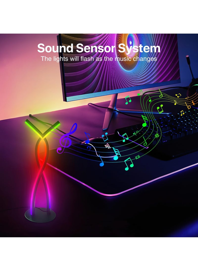 LED Table Lamp, Dimmable RGB Night Light with Bluetooth Speaker, Dynamic Lighting Bedside Desk, Remote Music Sync Smart Bluetooth APP Control, Night Light 5V USB, Unique Desk Lamp for Gameroom