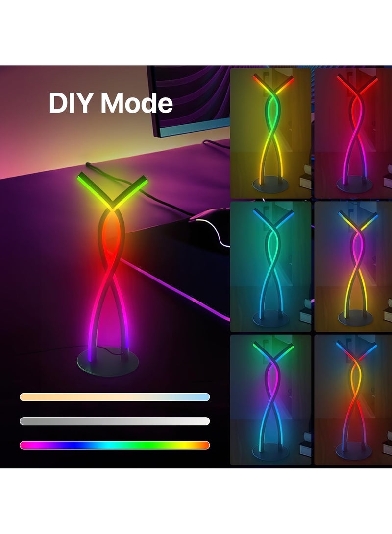 LED Table Lamp, Dimmable RGB Night Light with Bluetooth Speaker, Dynamic Lighting Bedside Desk, Remote Music Sync Smart Bluetooth APP Control, Night Light 5V USB, Unique Desk Lamp for Gameroom
