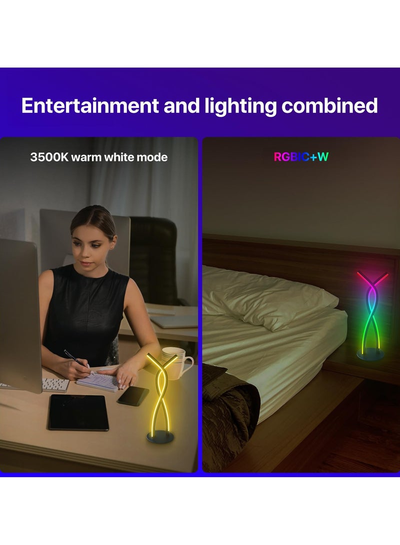 LED Table Lamp, Dimmable RGB Night Light with Bluetooth Speaker, Dynamic Lighting Bedside Desk, Remote Music Sync Smart Bluetooth APP Control, Night Light 5V USB, Unique Desk Lamp for Gameroom