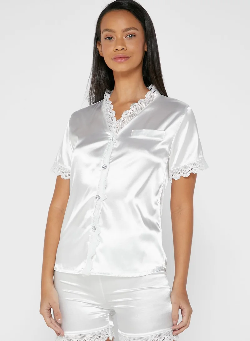 ELLA Lace Trim Pyjama Set