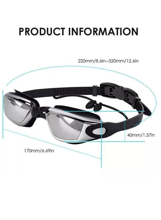 Generic Professional Waterproof Swimming Goggles Mirrored Lens With ultra wide and clear view comes with plastic case Nose Clip Earplugs cap All in one set anti fog swimming goggles - Image 5