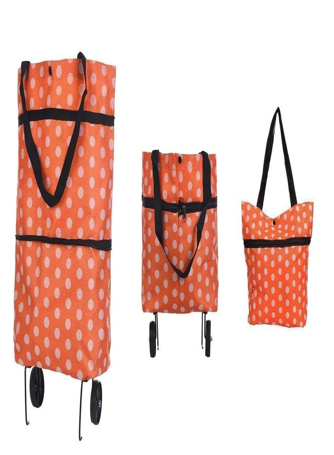 Bluwings Polyester Travel Luggage Bag Shopping Trolley Handbag for Grocery Vegetable and Clothing with Folding Wheel (Orange) - Image 1