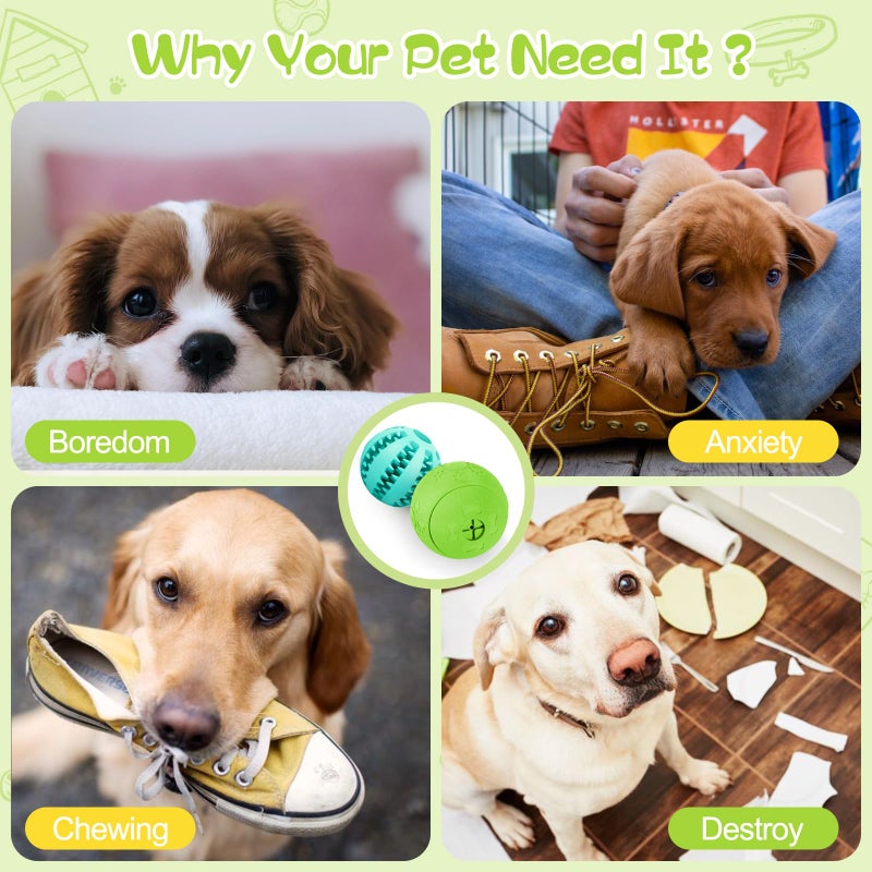 HIPPIH Dog Puzzle Toy 2 Pack, Interactive Dog Toys for Treat Dispensing, Durable Puppy Toys for Teething, Dog Treat Ball for Teeth/Slow Feeder/IQ Training/Playing, Blue-2.75‘’, Green-3.14‘’ - Image 3