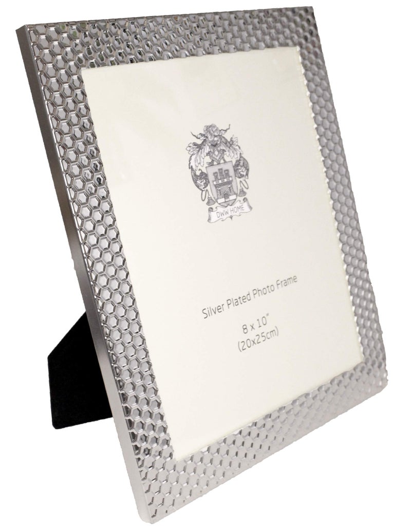 Mano  The Woodstock Silver Plated Photo Frame Honeycomb Design 8 x 10 inch 20 x 25 cm