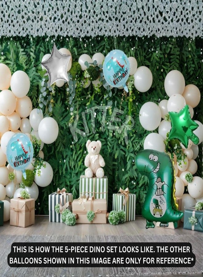 مجموعة بالونات كيتر (عبوة من 5 بالونات) بتصميم ملك الديناصورات، مجموعة بالونات عيد ميلاد سعيد، بالونات عيد ميلاد الديناصورات، مجموعة زينة بتصميم الديناصورات (فويل) | مجموعة بالونات ديناصورات من 5 قطع لحفلات أعياد ميلاد الأطفال، متعددة الألوان - Image 4