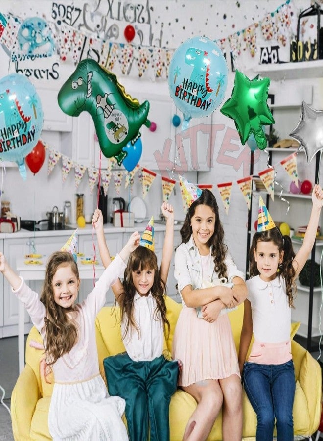 مجموعة بالونات كيتر (عبوة من 5 بالونات) بتصميم ملك الديناصورات، مجموعة بالونات عيد ميلاد سعيد، بالونات عيد ميلاد الديناصورات، مجموعة زينة بتصميم الديناصورات (فويل) | مجموعة بالونات ديناصورات من 5 قطع لحفلات أعياد ميلاد الأطفال، متعددة الألوان - Image 3