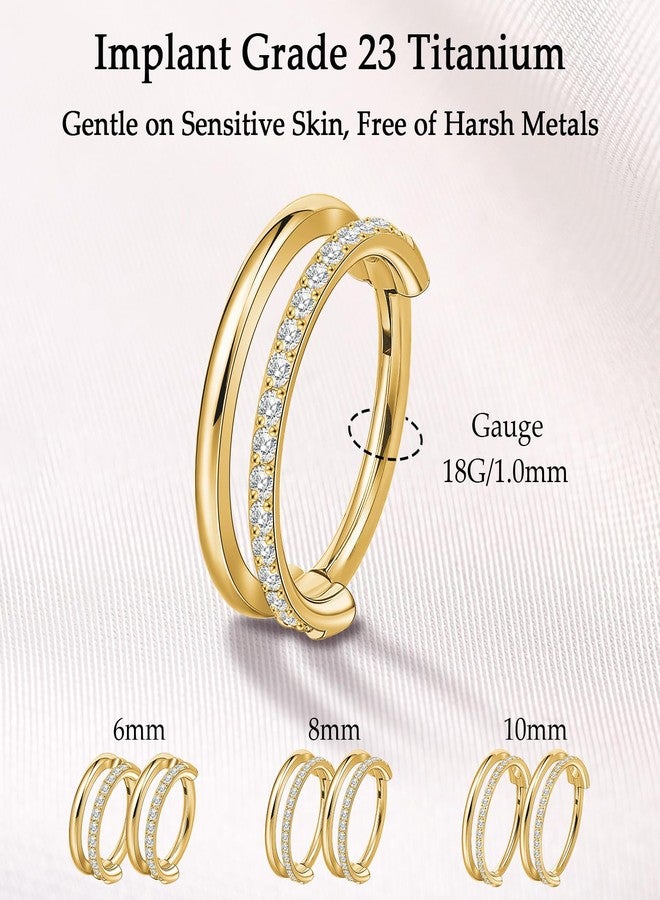 limerencia G23 Titanium Nose Earrings, 2PCS 6mm/8mm/10mm Implant Grade Hoop Rings, 16G 18G Hypoallergenic Septum Cartilage Helix Daith Conch Tragus Piercing Jewelry for Men Women - Image 2