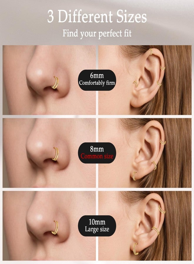 limerencia G23 Titanium Nose Earrings, 2PCS 6mm/8mm/10mm Implant Grade Hoop Rings, 16G 18G Hypoallergenic Septum Cartilage Helix Daith Conch Tragus Piercing Jewelry for Men Women - Image 5