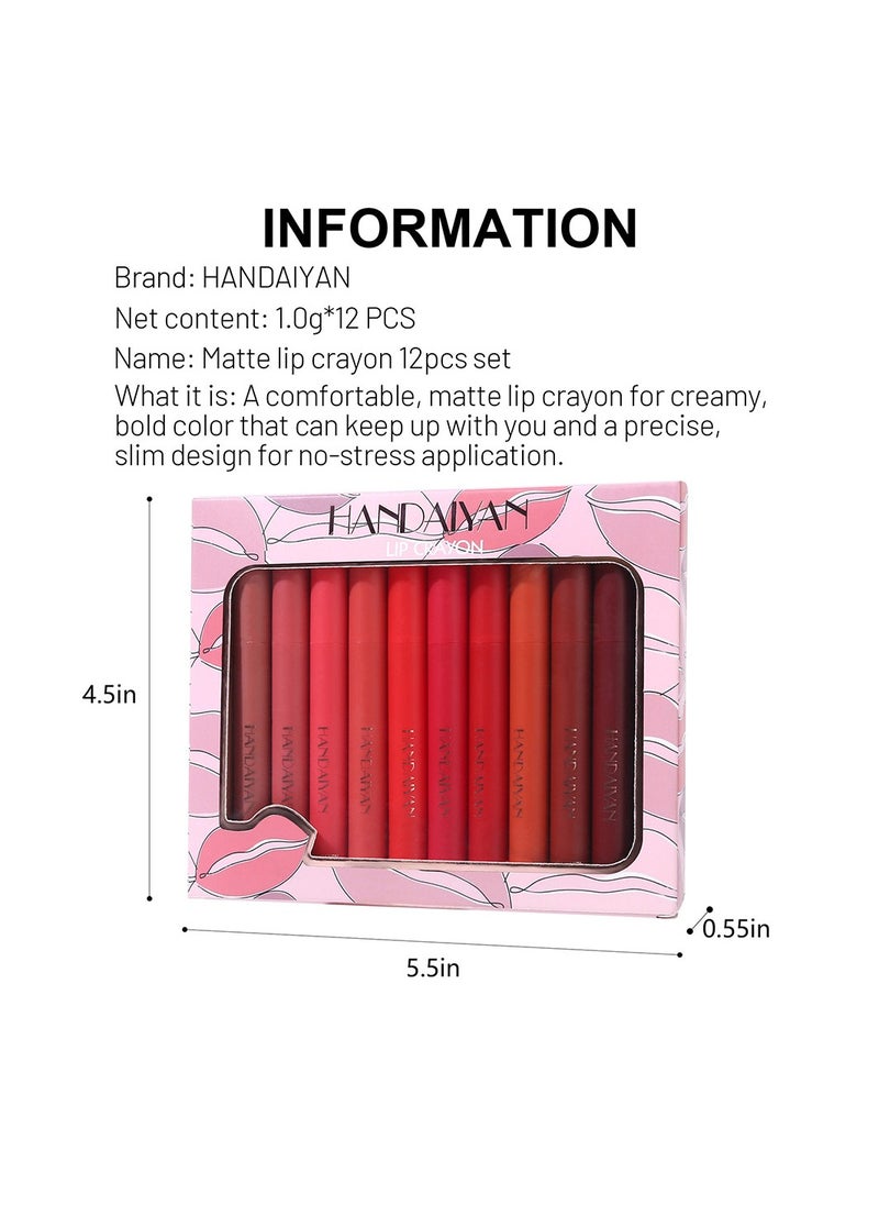 Handaiyan - Lip Liner Pencil Set 12 Pcs Liners Pencils Neutral Matte Nude Non-Stick Cup Waterproof Smooth Stain Clear Talk Cork Color Softspoken Slim Whirl Rotating &Cutting Professional Makeup - Image 1