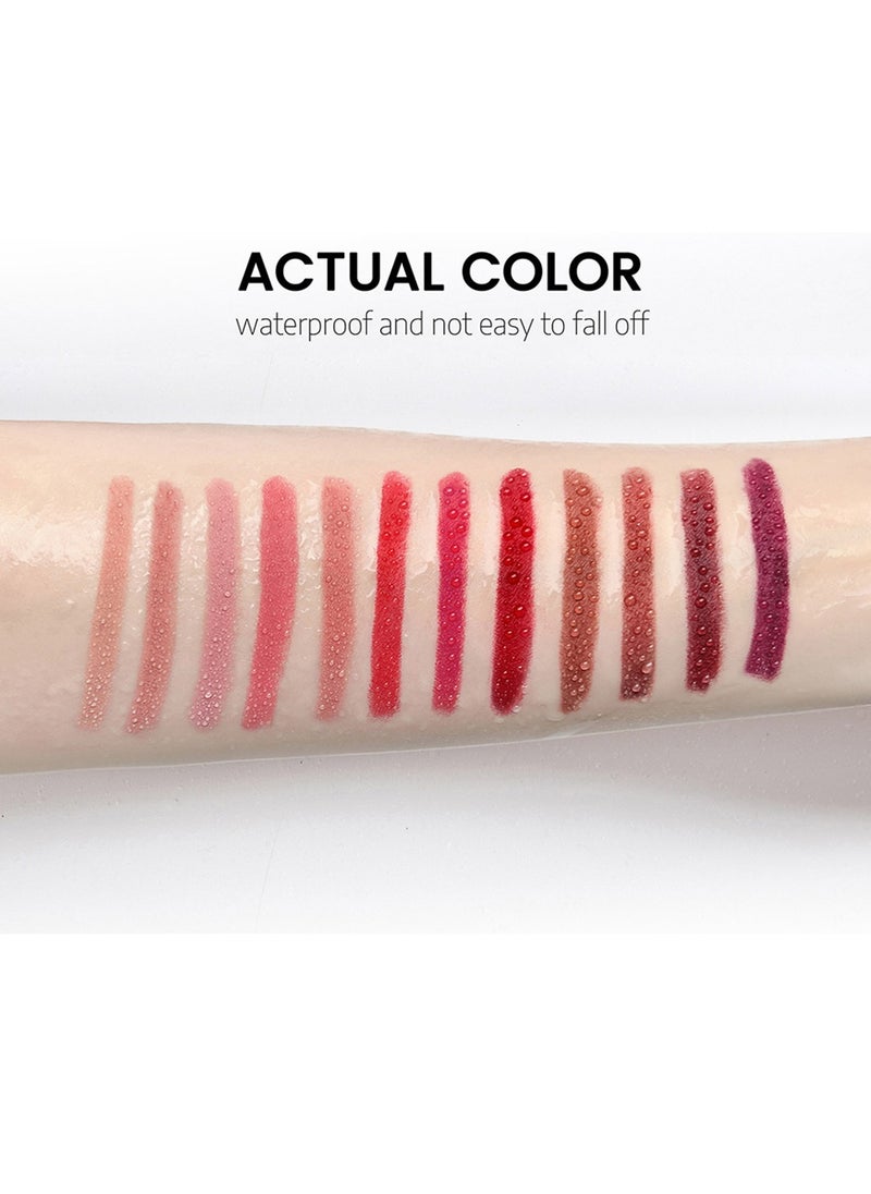 Handaiyan - Lip Liner Pencil Set 12 Pcs Liners Pencils Neutral Matte Nude Non-Stick Cup Waterproof Smooth Stain Clear Talk Cork Color Softspoken Slim Whirl Rotating &Cutting Professional Makeup - Image 1