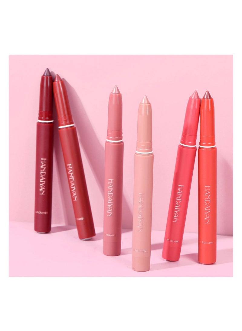 Handaiyan - Lip Liner Pencil Set 12 Pcs Liners Pencils Neutral Matte Nude Non-Stick Cup Waterproof Smooth Stain Clear Talk Cork Color Softspoken Slim Whirl Rotating &Cutting Professional Makeup - Image 1