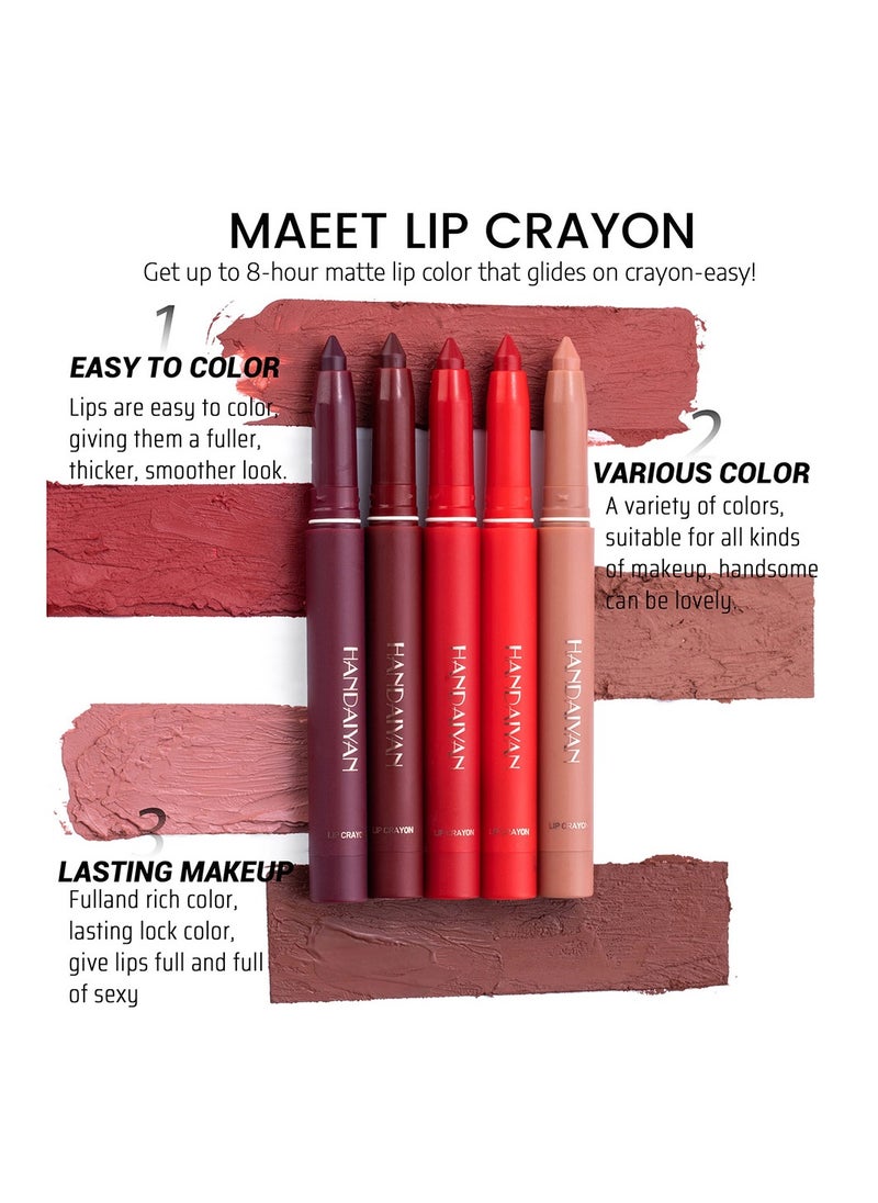 Handaiyan - Lip Liner Pencil Set 12 Pcs Liners Pencils Neutral Matte Nude Non-Stick Cup Waterproof Smooth Stain Clear Talk Cork Color Softspoken Slim Whirl Rotating &Cutting Professional Makeup - Image 1