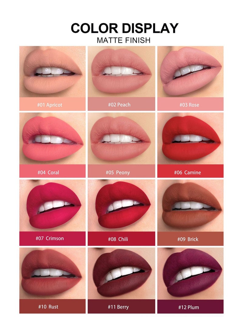 Handaiyan - Lip Liner Pencil Set 12 Pcs Liners Pencils Neutral Matte Nude Non-Stick Cup Waterproof Smooth Stain Clear Talk Cork Color Softspoken Slim Whirl Rotating &Cutting Professional Makeup - Image 1
