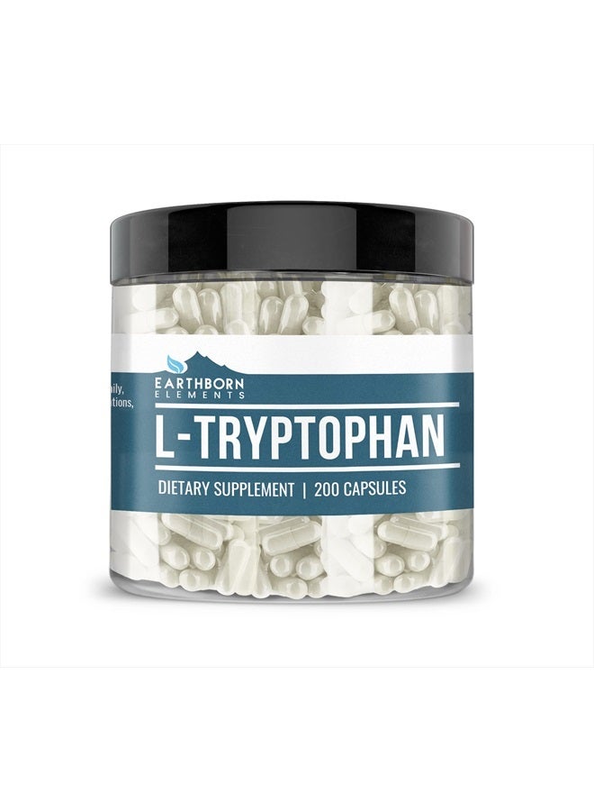 earthborn elements L-Tryptophan 200 Capsules, Pure & Undiluted, No Additives - Image 1