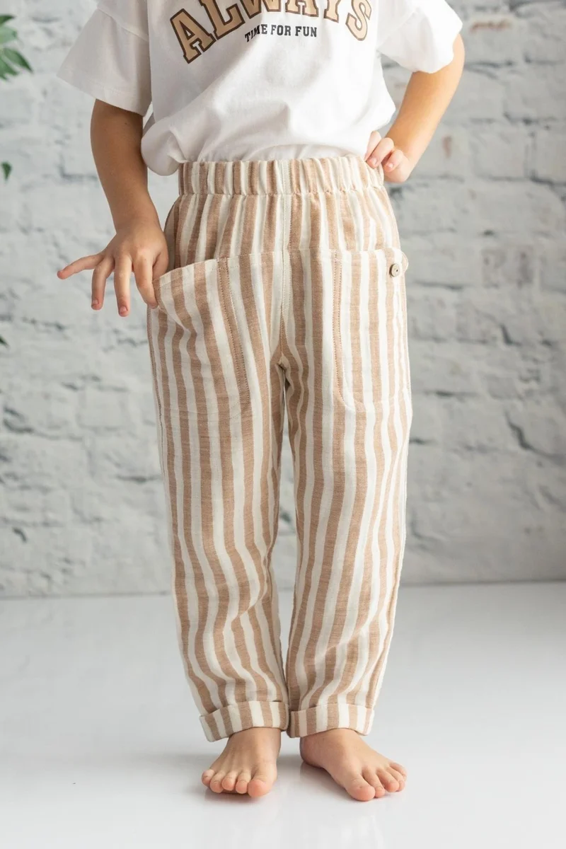 Mininio Baby Boy Pocket Detailed Muslin Trousers