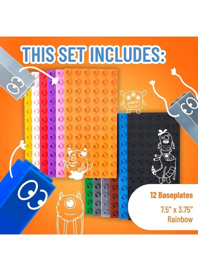 Strictly Briks Strictly Briks Compatible with Lego Duplo 12 Pack Large Building Blocks Baseplates, Big Bricks Stackable Plates 7.5 x 3.75 in for Toddlers Kids, Rainbow Colors  - Image 3