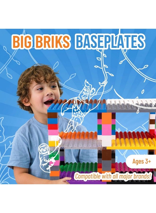 Strictly Briks Strictly Briks Compatible with Lego Duplo 12 Pack Large Building Blocks Baseplates, Big Bricks Stackable Plates 7.5 x 3.75 in for Toddlers Kids, Rainbow Colors  - Image 2