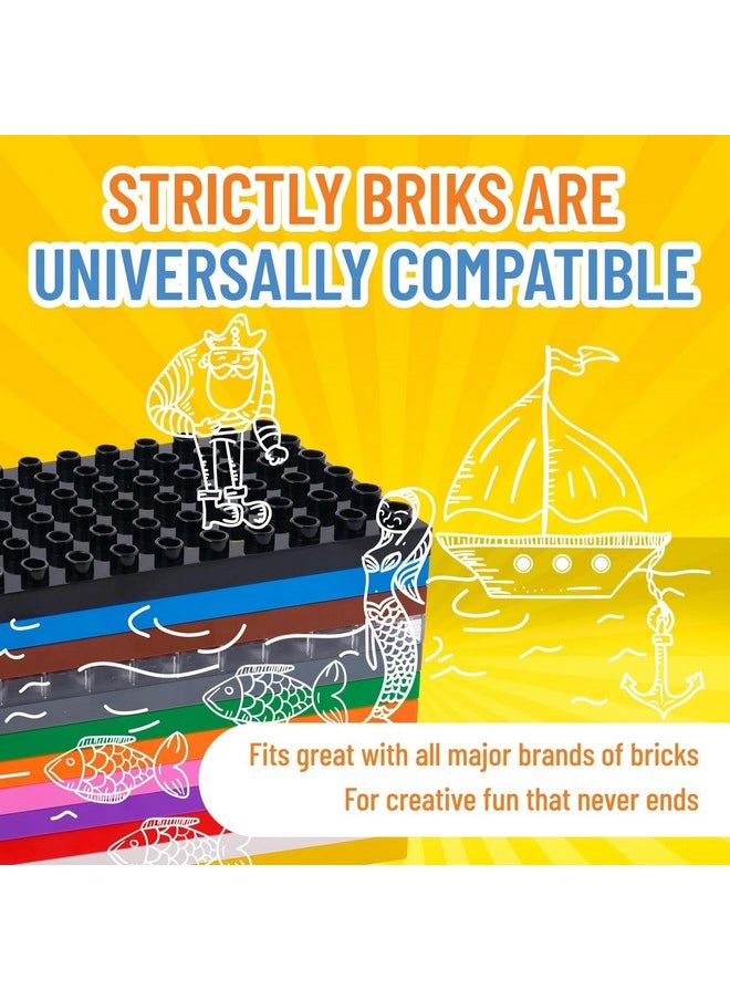Strictly Briks Strictly Briks Compatible with Lego Duplo 12 Pack Large Building Blocks Baseplates, Big Bricks Stackable Plates 7.5 x 3.75 in for Toddlers Kids, Rainbow Colors  - Image 4