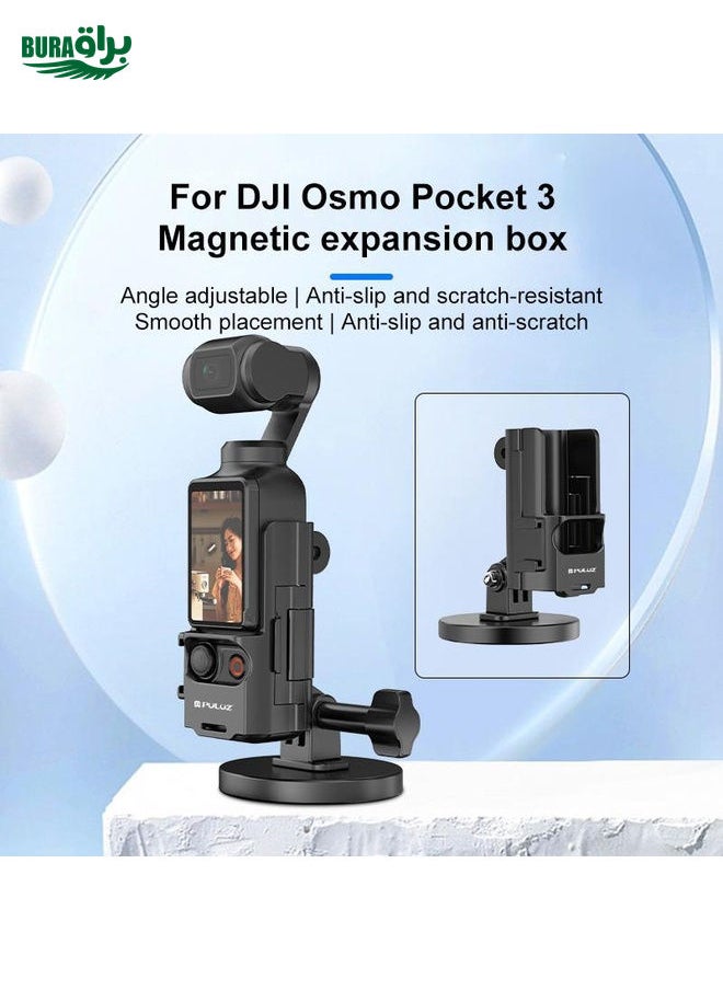 BURAQ For DJI OSMO Pocket 3 PULUZ Protective Frame Magnetic Desktop Mount Angle Adjustable Base (Black)  - Image 3