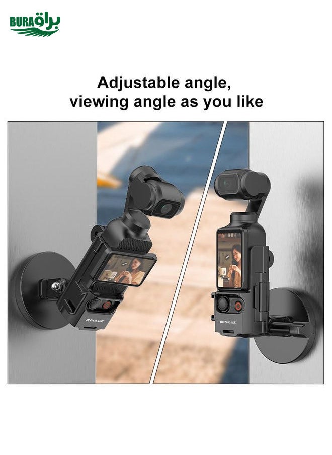 BURAQ For DJI OSMO Pocket 3 PULUZ Protective Frame Magnetic Desktop Mount Angle Adjustable Base (Black)  - Image 4