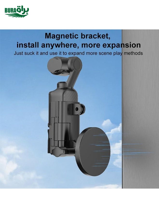 BURAQ For DJI OSMO Pocket 3 PULUZ Protective Frame Magnetic Desktop Mount Angle Adjustable Base (Black)  - Image 5