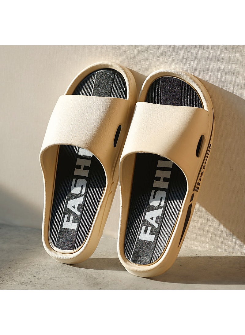 Generic Mens Fashionable Summer Soft Bottom Sandals Anti-Slip Deodorant PVC Special Couple Trendy Slippers Casual Slip-On Shoes Deep Khaki 