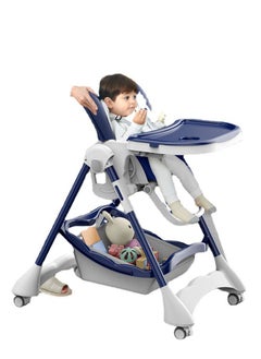 Arabest Foldable Highchair for Babies & Toddlers, Multiple Adjustable Backrest, Detachable PU Leather Cushion, Built-in Rear Wheels, PU Leather Cushion  - Image 1