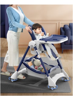 Arabest Foldable Highchair for Babies & Toddlers, Multiple Adjustable Backrest, Detachable PU Leather Cushion, Built-in Rear Wheels, PU Leather Cushion  - Image 3