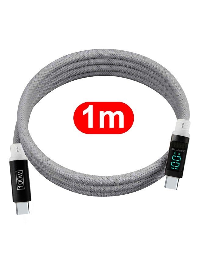 2Packs 100W Fast Charging Cable USB-C to USB-C - Built-in Power Display, PD 3.0 & Durable Braided Design 1M - Image 5