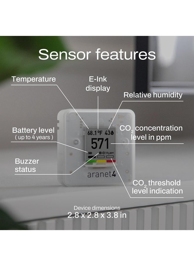 SAF Aranet4 Home: Wireless Indoor Air Quality Monitor for Office or School (CO2, Temperature, Humidity and More) Portable, Battery Powered, E-Ink Screen, App for Configuration & Data History  - Image 3