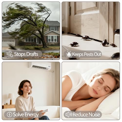 Ciieyuo Velvet Under Door Draft Stopper, Noise Blocker & Soundproof Door Seal, Blocks Cold Air, Light & Smoke, Easy Install Under Door Gap Filler, Door Sweep for Bottom 30"-36" White Beige - Image 4