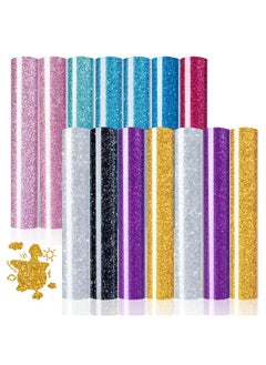 HTVRONT HTVRONT Glitter Heat Transfer Vinyl Bundle - 15 Pack 12" x 10" HTV Sheets Glitter HTV Vinyl for T-shirts, Glitter Iron on Vinyl for Cricut - Easy to Cut & Weed  - Image 1