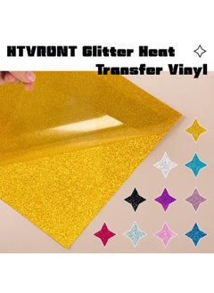 HTVRONT HTVRONT Glitter Heat Transfer Vinyl Bundle - 15 Pack 12" x 10" HTV Sheets Glitter HTV Vinyl for T-shirts, Glitter Iron on Vinyl for Cricut - Easy to Cut & Weed  - Image 3