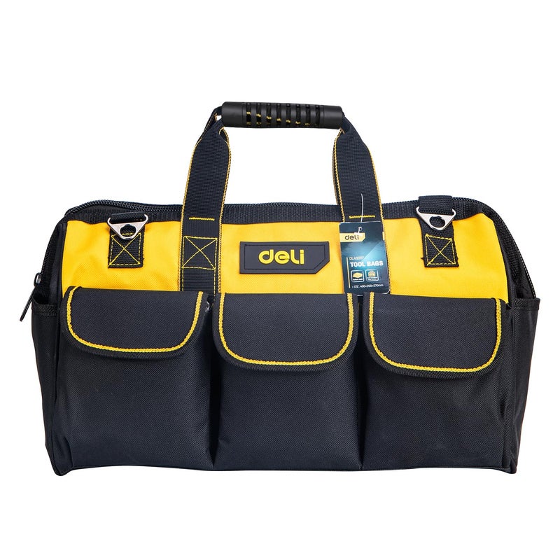 Deli Deli DL430117 175 Tool Bag Canvas Tools Storage Bags with Pocket Compartment Adjustable Densified Oxford Cloth Organizer Pouch for Electrician Technician 1Pc Black  - Image 1