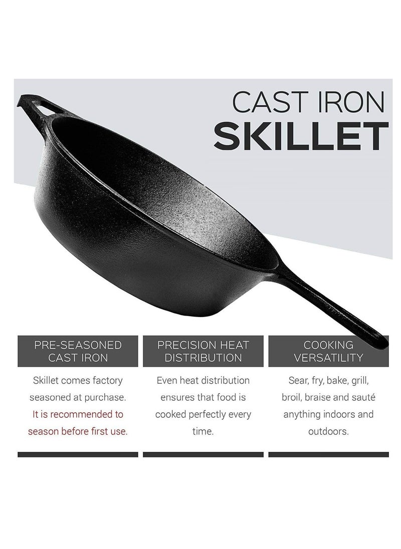 Ayda Cast Iron Skillet Pre Seasoned Iron Skillet Compatible With Gas Induction Oven And Grill Made In INDIA 25cm  - Image 2