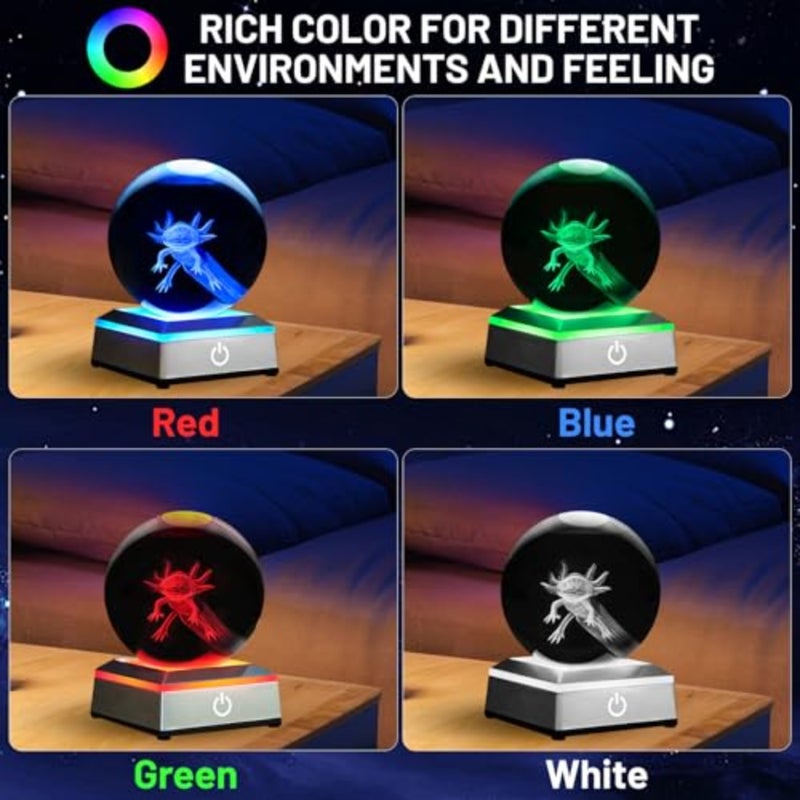 3D Crystal Ball Night Light With LED Colorful Touch Base - 3.15 Inch Glass Ball Lamp for Birthday, Christmas - Cool Toy Gifts for Boys Girls - Figurines Home Decor - Image 3