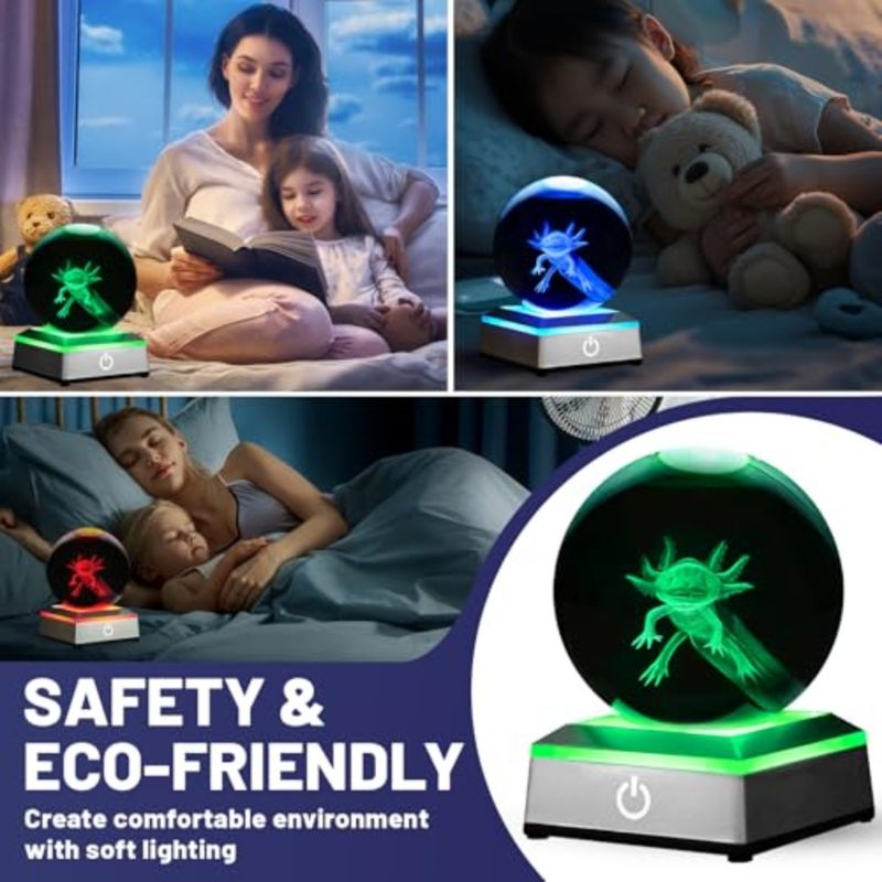 3D Crystal Ball Night Light With LED Colorful Touch Base - 3.15 Inch Glass Ball Lamp for Birthday, Christmas - Cool Toy Gifts for Boys Girls - Figurines Home Decor - Image 4