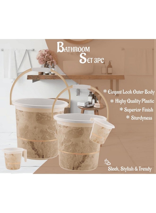 Nabhya 4 pcs Bathroom Accessories Set Plastic Bath Set Bathroom Bucket 20Ltr and Mug 4 Piece Combo Set for Home, Kitchen & Bathroom (Beige) - Image 3